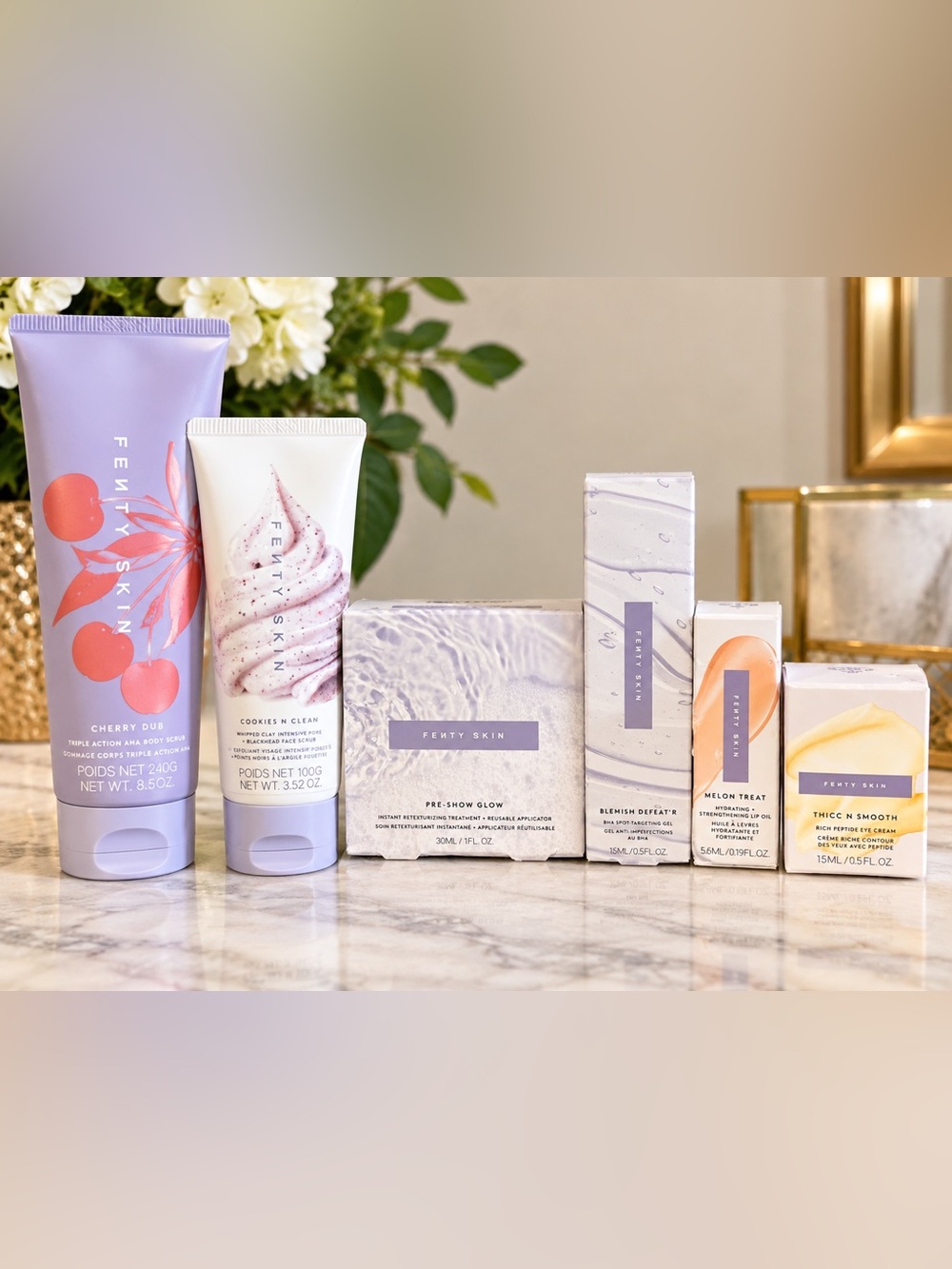 Fenty Skin 6-Piece Skincare Bundle Cherry Dub Cookies N Clean Pre-Show Glow NEW